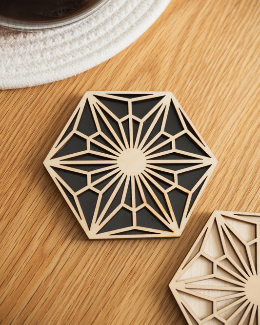 Kumiko-Inspired Drink Coasters - 4 PCS