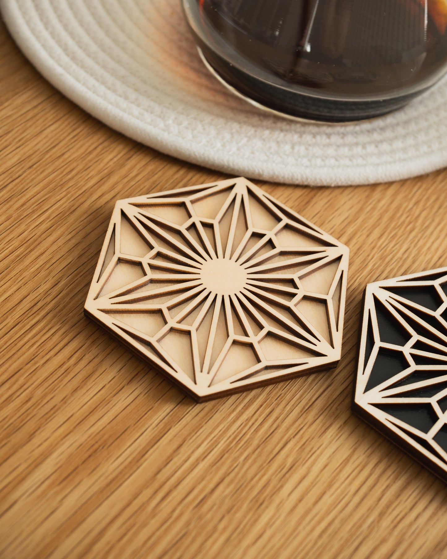 Kumiko-Inspired Drink Coasters - 4 PCS